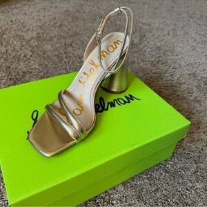 NEW IN BOX: Sam Edelman Metallic Gold Block Heel Sandals